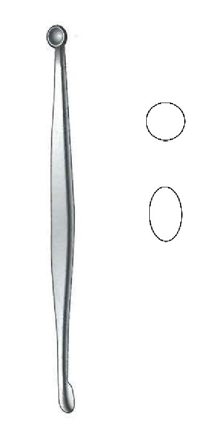 Cureta para hueso Volkmann premium, copa redonda / copa ovalada, doble extremo - longitud = 13 cm / 5"