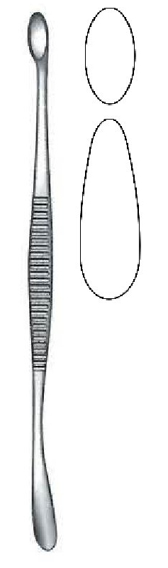 Cureta para hueso Volkmann premium, copa ovalada, doble extremo - longitud = 17 cm / 6-3/4"