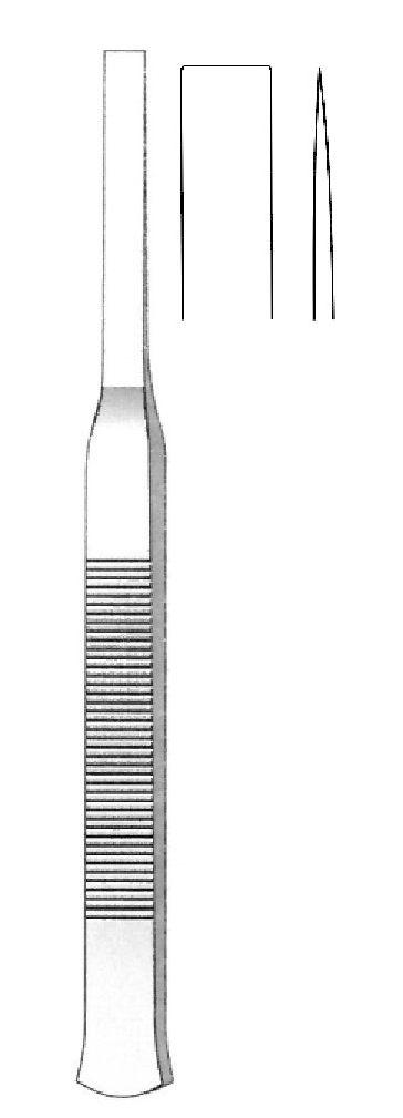 Osteótomo Tessier premium, mango plano, recto, hoja = 7 mm