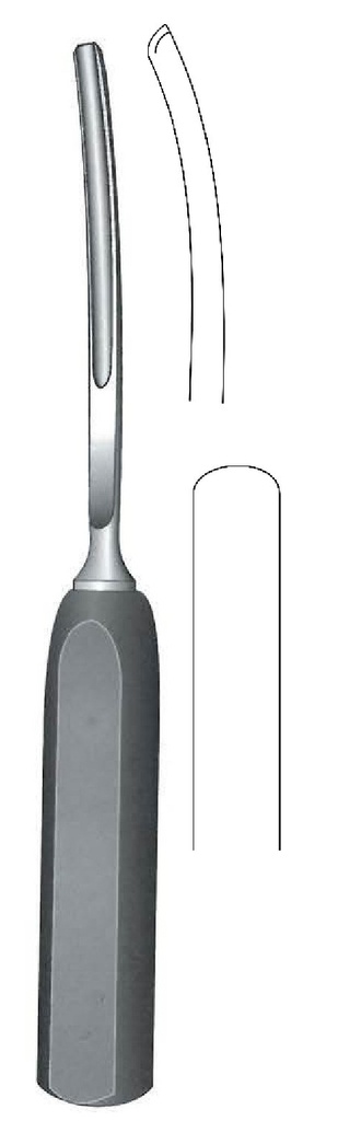 Gubia para hueso Lexer premium con mango de ferrozell, curvada, ancho = 10 mm