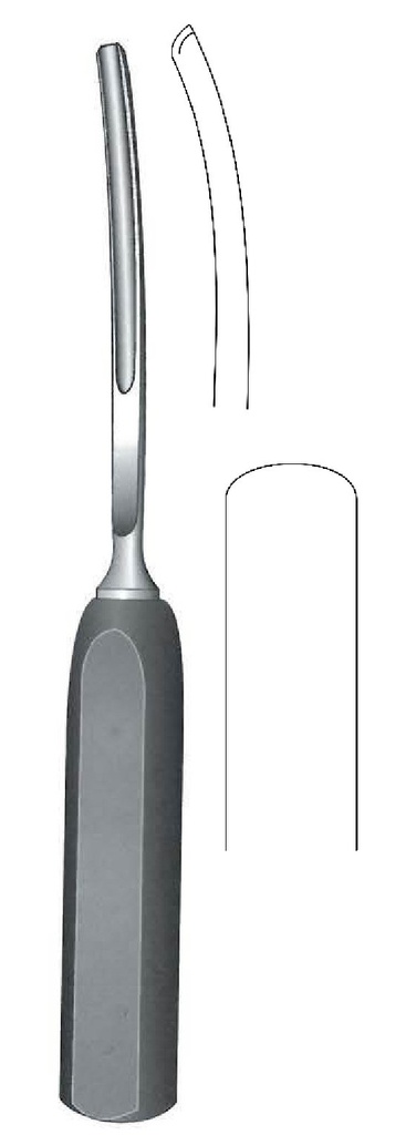 Gubia para hueso Lexer premium con mango de ferrozell, curvada, ancho = 15 mm