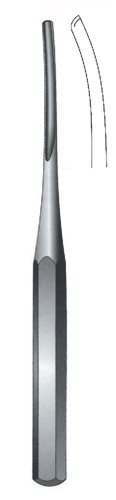 Gubia para hueso Hilder premium, curva, ancho = 6 mm - longitud = 23 cm / 9"