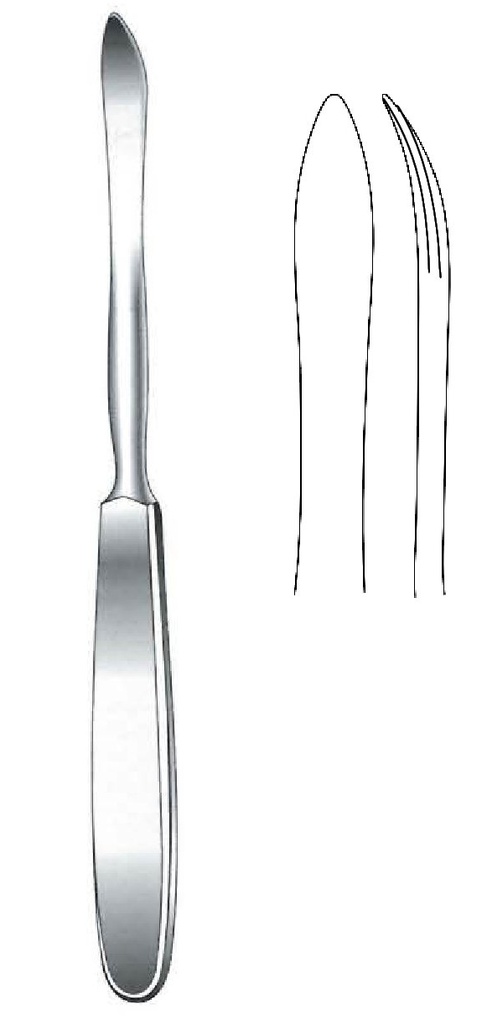 Elevador para periostio Langenbeck premium con mango hueco ergonómico, ancho = 8 mm - longitud = 20 cm / 8"
