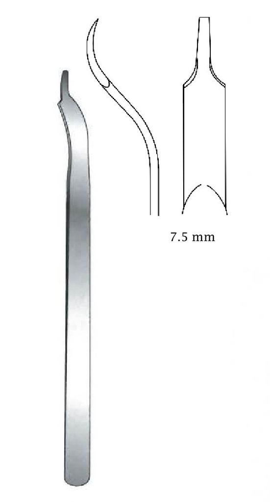 Palanca para hueso Buck-Gramcko premium, tamaño medio = 7.5 mm - longitud = 15 cm / 6&quot;