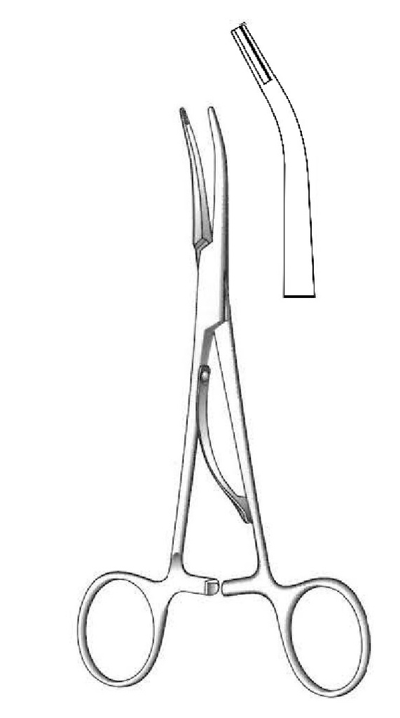 Pinza para aplicar clip McKenzie premium, curva - longitud = 15 cm / 6"