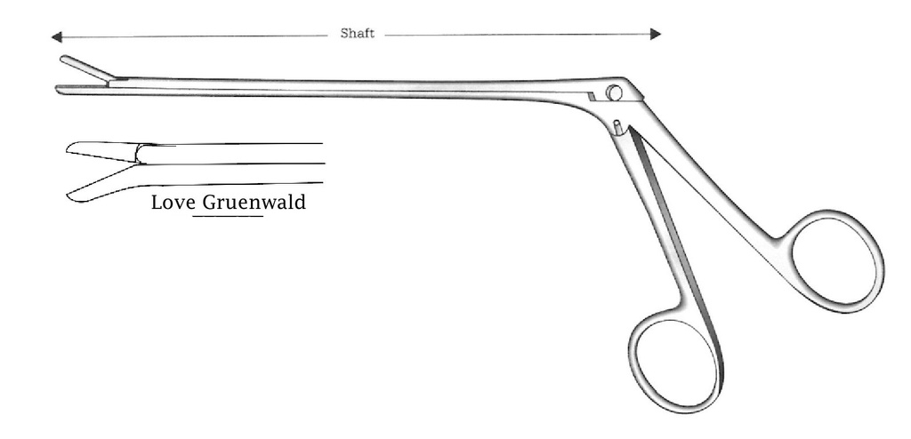 Pinza para laminectomía Love-Gruenwald premium, hacia abajo - longitud = 12 cm