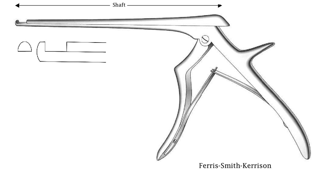 Pinza para disco intervertebral Ferris-Smith-Kerrison premium, corte hacia arriba, ancho de punta = 6 mm - longitud del eje = 15 cm