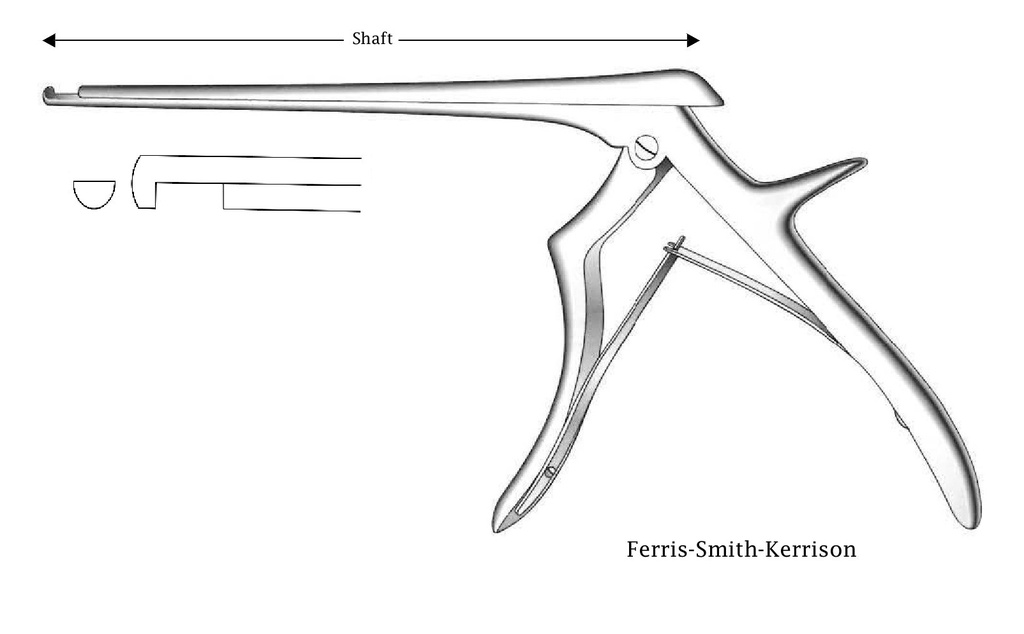 Pinza para disco intervertebral Ferris-Smith-Kerrison premium, corte hacia abajo, ancho de punta = 5 mm - longitud del eje = 18 cm