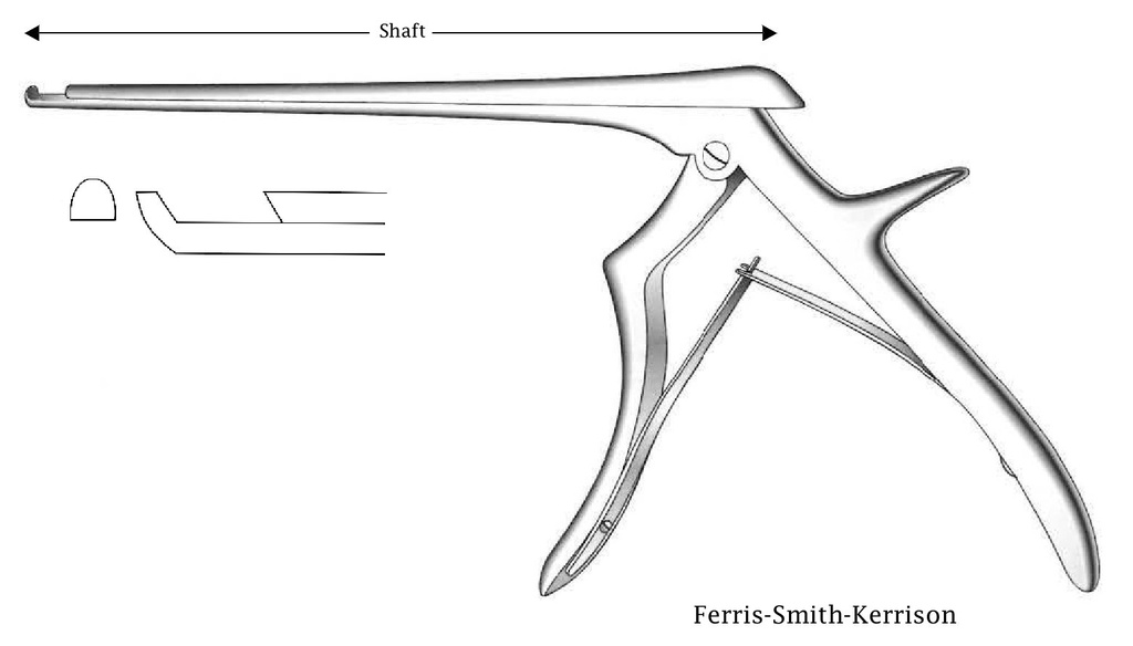 Ferris-Smith-Kerrison Premium intervertebral disc clamp, forward cut, tip width = 5 mm-Axis length = 18 cm