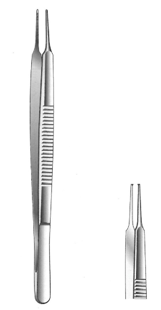 Pinza para iris de Stevens premium, recta, dientes = 1:2 - longitud = 10.5 cm / 4-1/4"