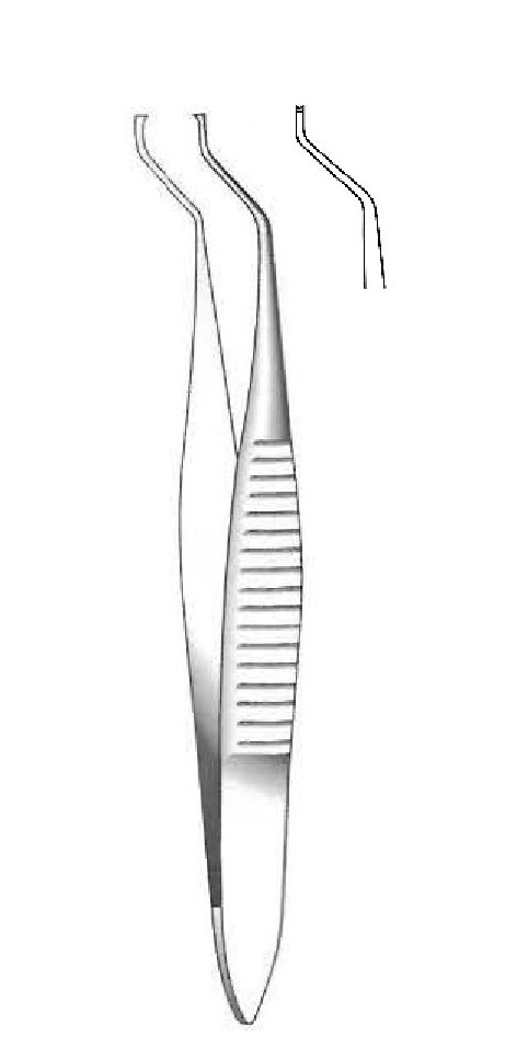 Hess premium iris forceps, double curved - length = 7 cm / 2-3/4"