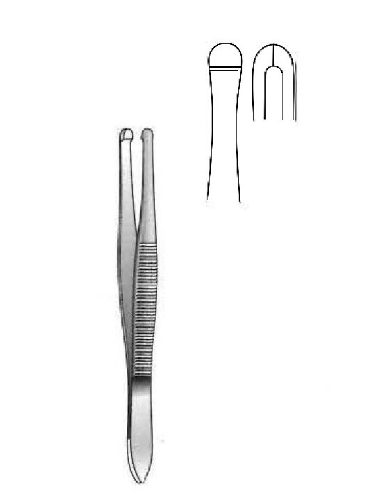 cilio Beer premium forceps, smooth tooth - length = 9 cm / 3-1/2"