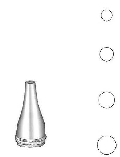 [IU-04324P] Espéculo para oído Gruber premium, juego de 4 piezas, redondo, figura 1 a 4