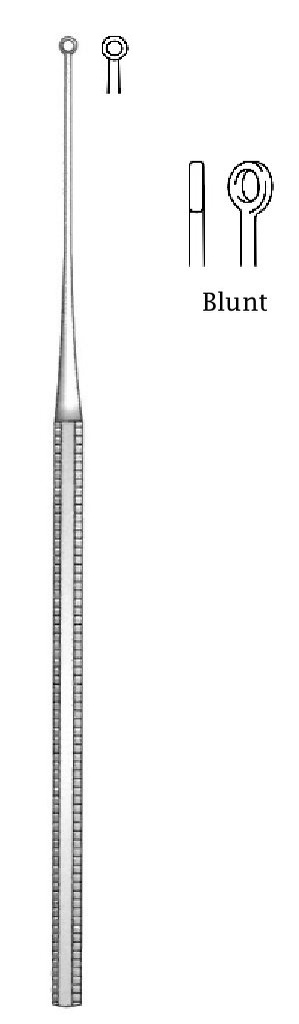 Cureta de oído Buck premium, desafilada, figura 00 - longitud = 16.5 cm / 6-1/2"