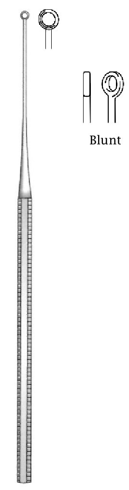 Cureta de oído Buck premium, desafilada, figura 2 - longitud = 16.5 cm / 6-1/2"