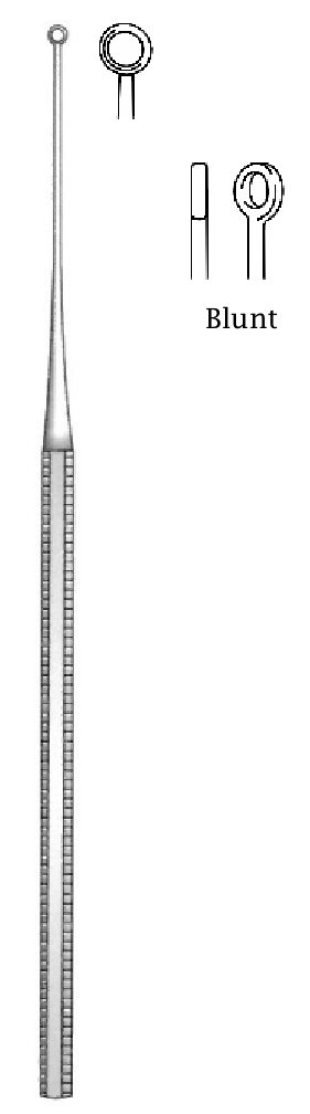 Cureta de oído Buck premium, desafilada, figura 3 - longitud = 16.5 cm / 6-1/2"