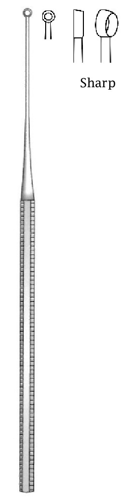 Premium Buck Ear Curette, sharp, figure 00 - length = 16.5 cm / 6-1/2"