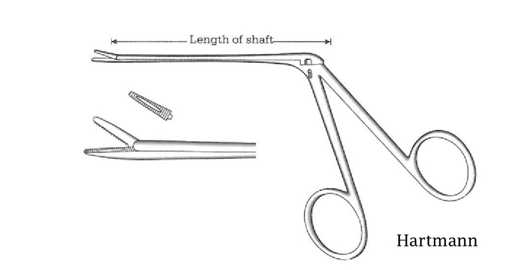 Pinza para pólipos de oído Hartmann premium - longitud = 12 cm / 4-3/4"