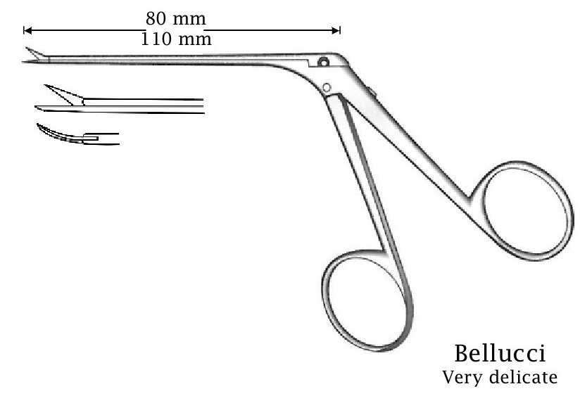 Bellucci premium micro ear scissors, right - shaft length = 80 mm