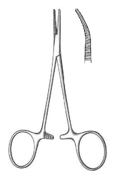 Pinza para arteria Micro-Mosquito premium, curva - longitud = 12 cm / 4-3/4"