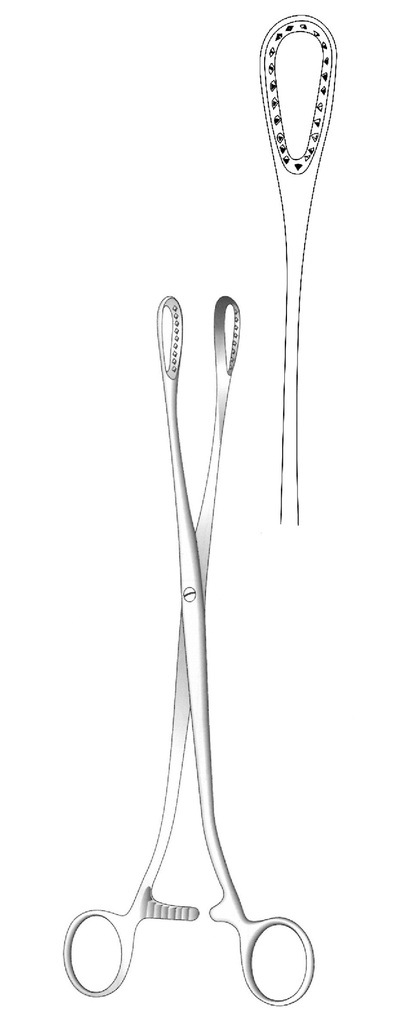 Pinza para placenta y óvulos Saenger, recta