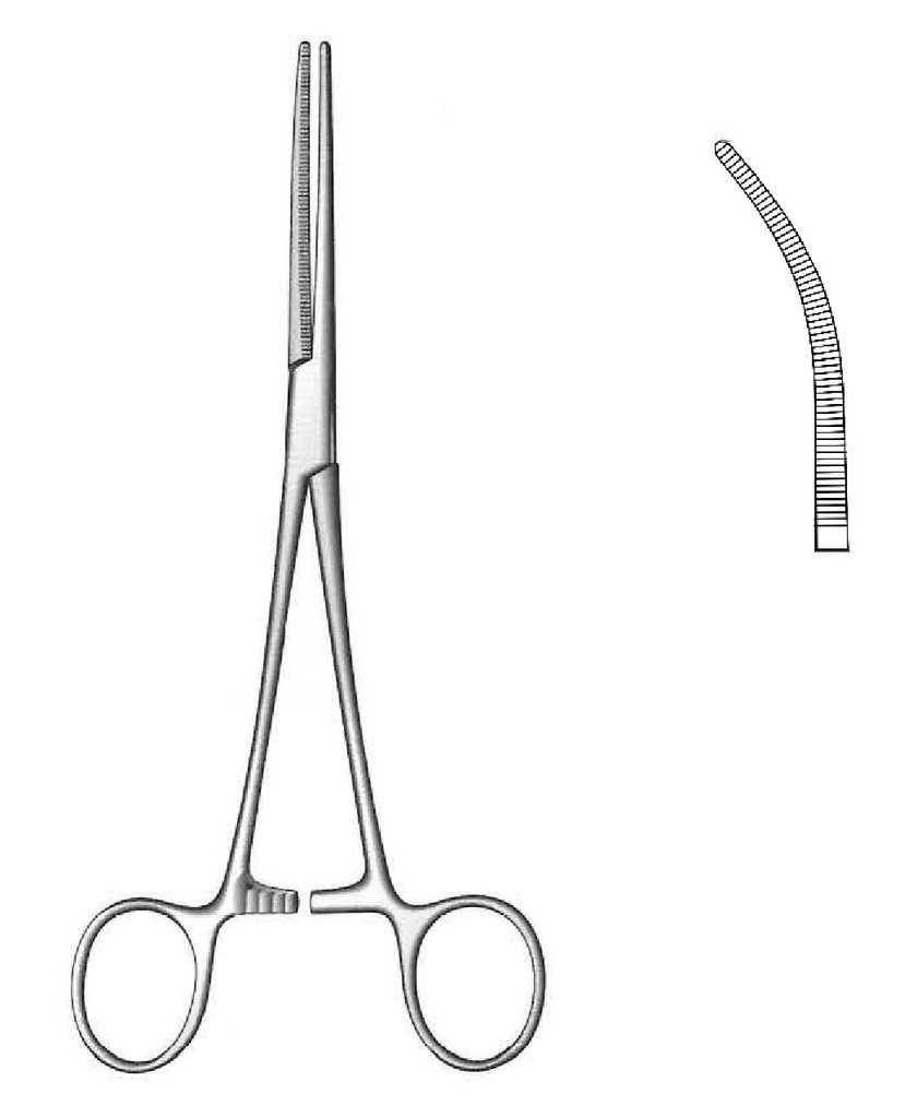 Pinza para arteria de Rochester-Pean premium, delicado, curva - longitud = 16 cm / 6-1/4"
