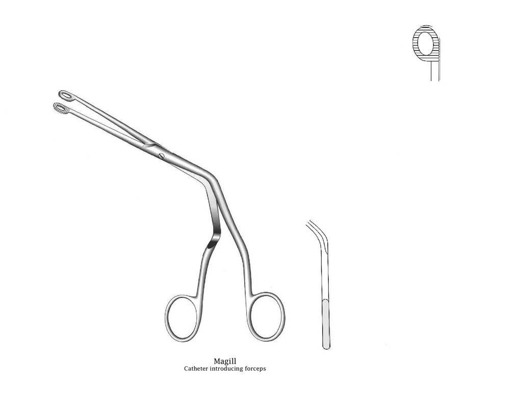 Pinza para introducción del catéter Magill premium - longitud = 25 cm / 10"