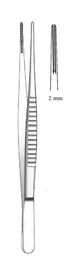 Pinza para disección atraumatica vascular De Bakey premium, ancho = 2 mm - longitud = 24 cm / 9-1/2"