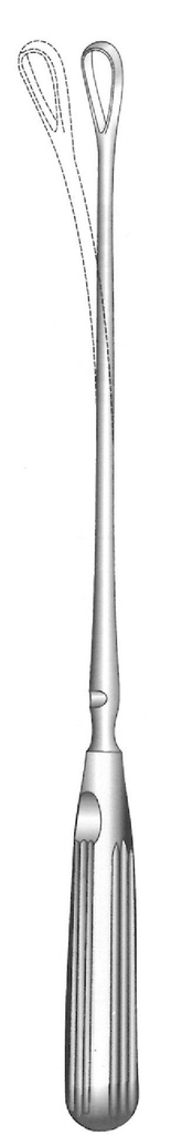 Cureta uterina Recamier-Sims-Bumm premium, figura 13, maleable, hoja desafilada, ancho = 25 mm - longitud = 34 cm