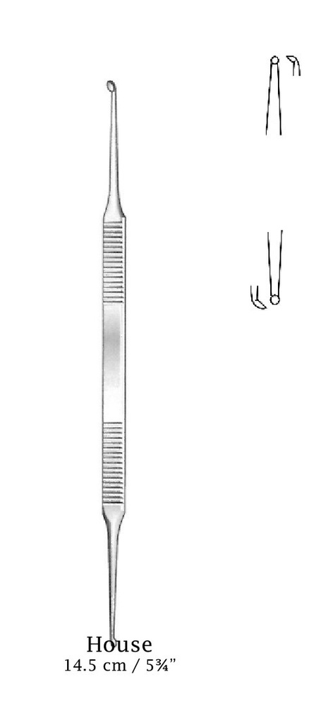 Micro cureta House premium, punta superior = 1 mm, punta inferior = 1.2 mm