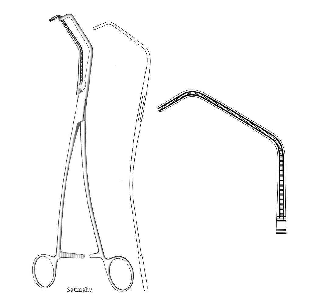 Tangential occlusion clamp Satinsky Premium - length = 26.5 cm / 10-3 / 4 "