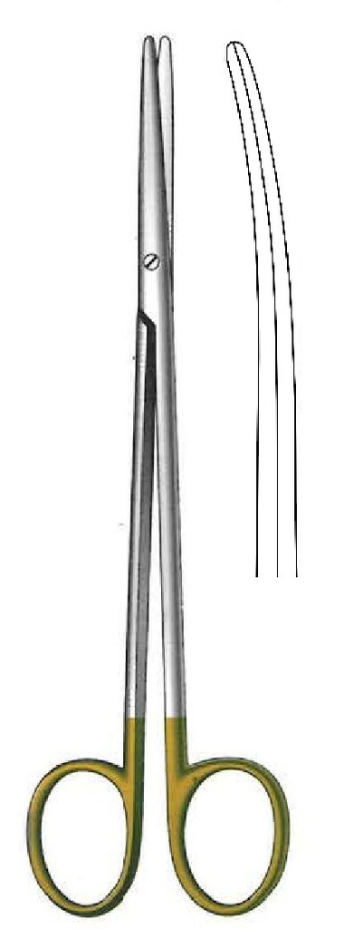 Tijera para disección Metzenbaum-Fine premium, delicada, desafilada, curva, TC Gold - longitud = 14.5 cm / 5-3/4"