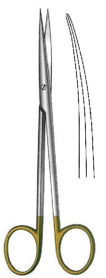 Tijera para disección Metzenbaum-Fine premium, afilada, curva, TC Gold - longitud = 14 cm / 5-1/2"