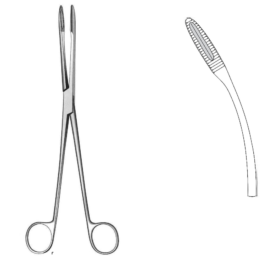 Pinza para apósito Maier premium, curvada - longitud = 26.5 cm / 10-1/2"