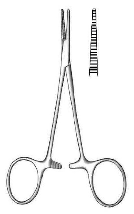 Premium micro-mosquito artery clamp, straight-length = 12 cm / 4-3 / 4 "
