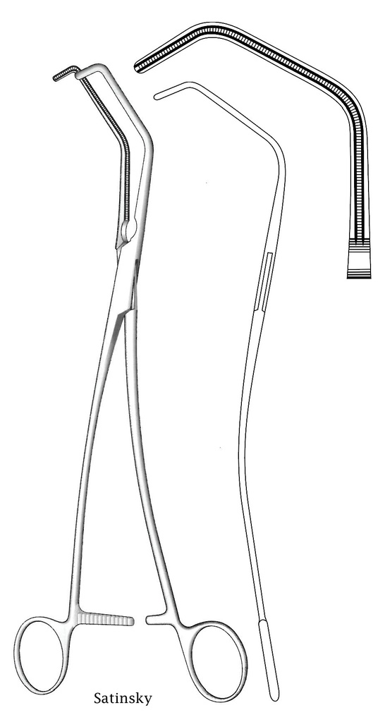 Pinza para oclusión tangencial Satinsky premium - longitud = 24 cm / 9-1/2"