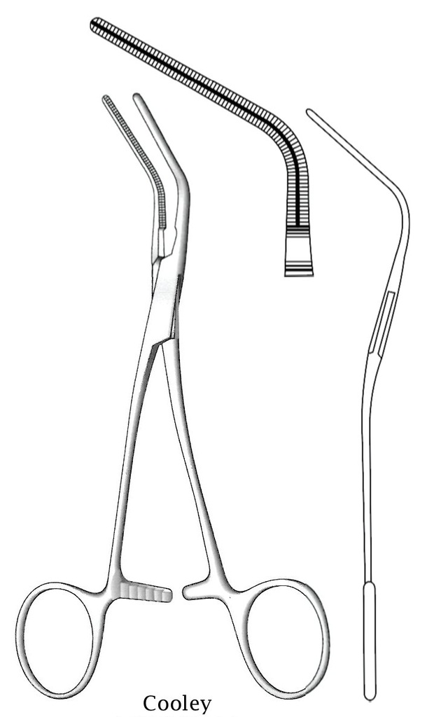 Pinza para anastomosis Cooley premium, figura 1 - longitud = 15 cm / 6"