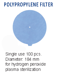 [IU2-741Z] Filtros de Polipropileno Monouso sin Marca para Esterilización por Plasma, Diámetro de 184 mm - Paquete de 100 Unidades