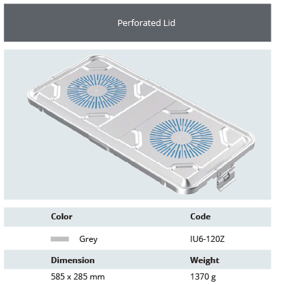 [IU6-120Z] Perforated Model Cover Full Size Plasma 1/1 For sterilization container - 585 x 285 mm