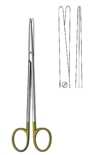 [IU-08367P] Tijera para disección Metzenbaum-Fine premium, delicada, desafilada, recta, TC Gold - longitud = 14.5 cm / 5-3/4"