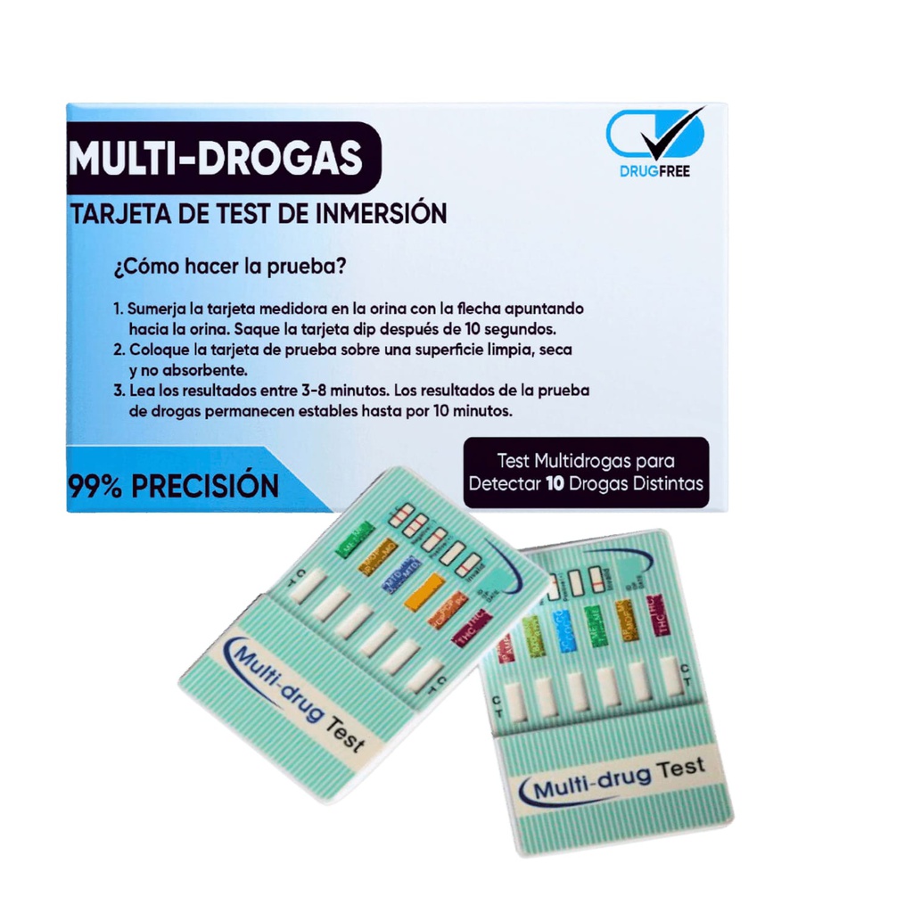Test Multidrogas de Detección Rápida de 10 Drogas en Orina con Tarjeta de Inmersión de Tezaro Pharma