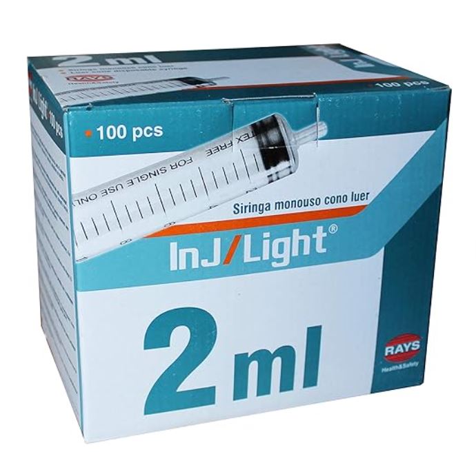 Jeringas Desechables sin Aguja de Tres Cuerpos Cono Luer Central de Inj/Light - Caja de 100 Unidades