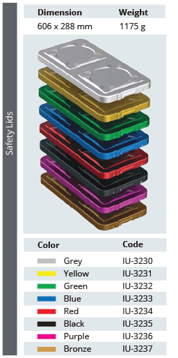 Tapa de Seguridad de Modelo Estándar Plus de Tamaño Completo 1/1 para Contenedor de Esterilización - 606 x 288 mm