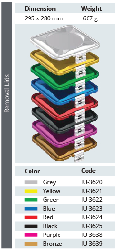 Tapa No Perforada de Modelo Estándar Plus de Tamaño Medio 1/2 para Contenedor de Esterilización - 295 x 280 mm