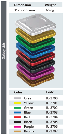 Tapa de Seguridad de Modelo Estándar Plus de Tamaño Medio 1/2 para Contenedor de Esterilización - 317 x 285 mm