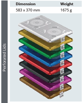Tapa Perforada de Modelo Estándar Plus de Tamaño Extra Grande para Contenedor de Esterilización - 583 x 370 mm