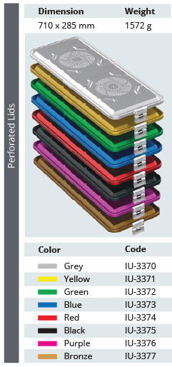 Tapa Perforada de Modelo Estándar Plus de Tamaño Extra Largo para Contenedor de Esterilización - 710 x 285 mm