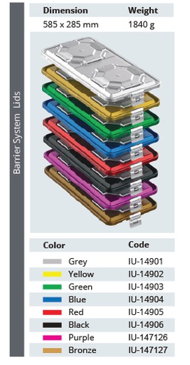 [IU-14904] 1/1 full -size biological barrier model lid for sterilization container - 585 x 285 mm (Blue)
