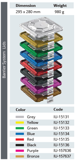 1/2 medium -sized biological barrier model lid for sterilization container - 295 x 280 mm