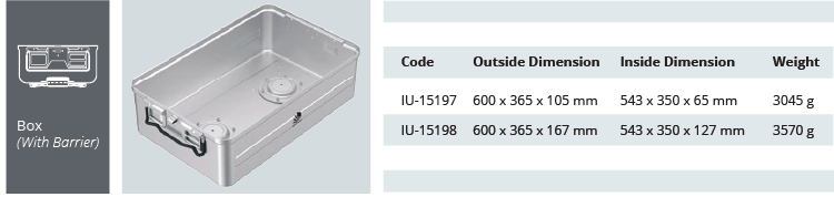 Base de Contenedor para Esterilización de Modelo Barrera Biológica de Tamaño Extra Grande - 600 x 365 x H mm